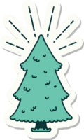 sticker of a tattoo style pine tree png