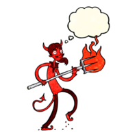 cartoon devil with pitchfork with thought bubble png