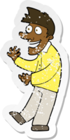 retro noodlijdende sticker van een cartoon opgewonden man png