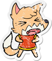 distressed sticker of a angry cartoon fox png