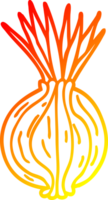 warm gradient line drawing of a cartoon sprouting onion png