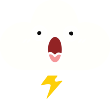 flat color retro cartoon of a thunder cloud png