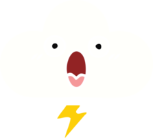 plat Couleur rétro dessin animé de une tonnerre nuage png