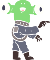 friendly flat color style cartoon alien pointing png