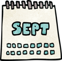 cartoon doodle calendar showing month of september png