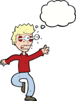 cartoon terrified man with eyes popping out with thought bubble png