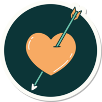 sticker of tattoo in traditional style of an arrow and heart png