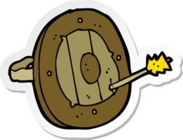 pegatina de un escudo de dibujos animados con flecha png