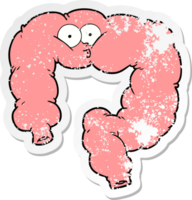 distressed sticker of a cartoon surprised colon png