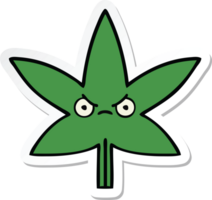 sticker van een schattige cartoon marihuanablad png