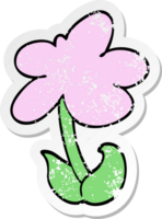 vinheta angustiada de uma linda flor de desenho animado png