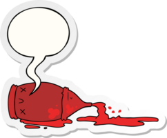 cartoon spilled bottle with speech bubble sticker png