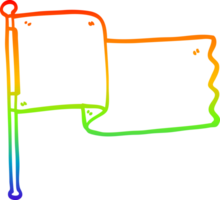 rainbow gradient line drawing of a cartoon white flag waving png