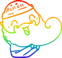 rainbow gradient line drawing of a happy bearded man png