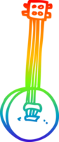 rainbow gradient line drawing of a cartoon old banjo png