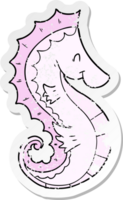 distressed sticker of a cartoon sea horse png