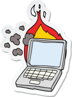 sticker of a cartoon broken laptop computer png