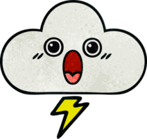 rétro grunge texture dessin animé de une orage nuage png