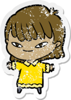 distressed sticker of a cartoon woman png