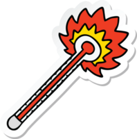 klistermärke av en knäppa hand dragen tecknad serie varm termometer png