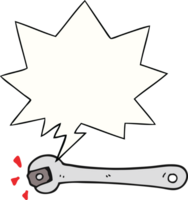 cartoon spanner turning nut with speech bubble png