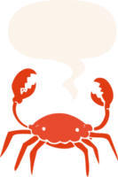 desenho animado caranguejo com discurso bolha dentro retro estilo png