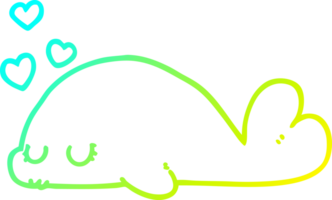 cold gradient line drawing of a cute cartoon dolphin png