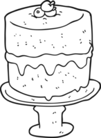 hand drawn black and white cartoon cake png