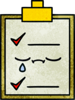 retro grunge texture cartoon of a check list png