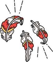 illustration of a traditional tattoo style feathers floating png