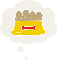 dibujos animados cuenco de perro comida con pensamiento burbuja en retro estilo png