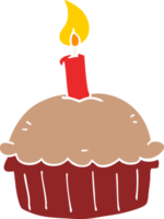 cupcake de aniversário de desenho animado estilo de cor plana png