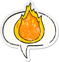 cartoon fire with speech bubble distressed distressed old sticker png