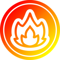 simple flame circular icon with warm gradient finish png