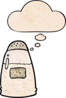 cartoon salt with thought bubble in grunge texture style png