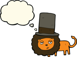 cartoon lion in top hat with thought bubble png