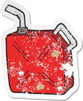 retro distressed sticker of a cartoon fuel can png