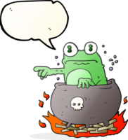 hand drawn speech bubble cartoon halloween toad in cauldron png