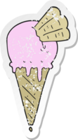 retro distressed sticker of a cartoon ice cream cone png