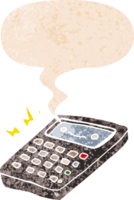 desenho animado calculadora com discurso bolha dentro grunge angustiado retro texturizado estilo png