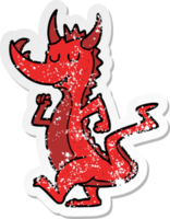 verontruste sticker van een cartoon schattige draak png