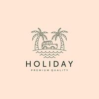 topical sea holiday line art logo illustration design vector