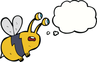 cartoon frightened bee with thought bubble png