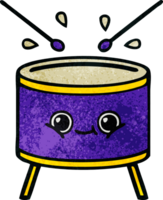 retro grunge texture cartoon of a drum png