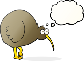 hand drawn thought bubble cartoon kiwi bird png