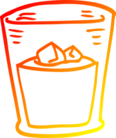 calentar degradado línea dibujo de un dibujos animados whisky vaso png