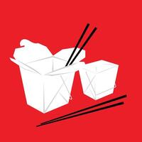 Chinese Takeout Container Minimalist Drawing Illustration vector