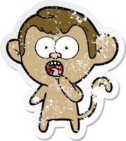 autocollant en détresse d'un singe choqué de dessin animé png