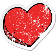 distressed sticker of a cartoon love heart png