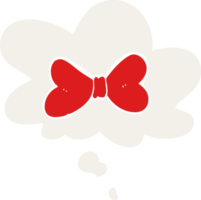 cartoon bow tie with thought bubble in retro style png